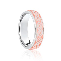 9ct White & Rose Flat Court 7mm Celtic Laser Engraved Wedding Band