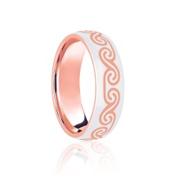 18ct Rose & White Court 7mm Celtic Laser Engraved Wedding Band