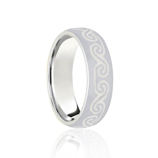 Platinum Court 8mm Celtic Laser Engraved Wedding Band