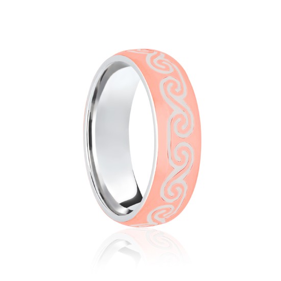 9ct White & Rose Court 8mm Celtic Laser Engraved Wedding Band