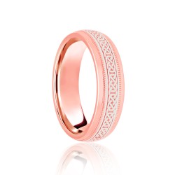 18ct Rose & White Court 5mm Celtic Laser Engraved Wedding Band