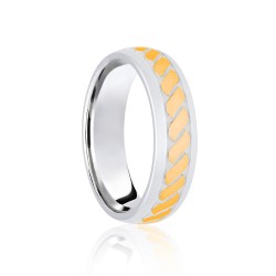 18ct White & Yellow Court 7mm Celtic Laser Engraved Wedding Band