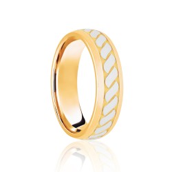 9ct Yellow & White Court 6mm Celtic Laser Engraved Wedding Band