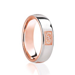 18ct Rose & White Court 8mm Celtic Laser Engraved Wedding Band