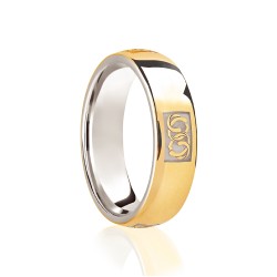 9ct White & Yellow Court 5mm Celtic Laser Engraved Wedding Band