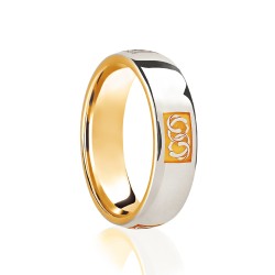 18ct Yellow & White Court 5mm Celtic Laser Engraved Wedding Band