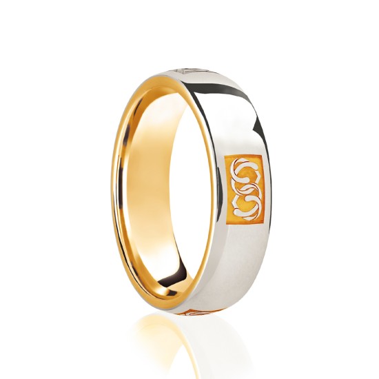 9ct Yellow & White Court 8mm Celtic Laser Engraved Wedding Band