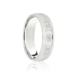 Platinum Flat Court 8mm Celtic Laser Engraved Wedding Band