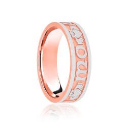 9ct Rose & White Flat Court 5mm Celtic Laser Engraved Wedding Band