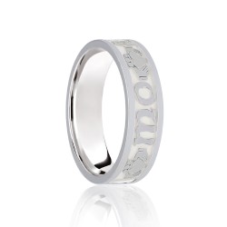 Platinum Flat Court 8mm Celtic Laser Engraved Wedding Band