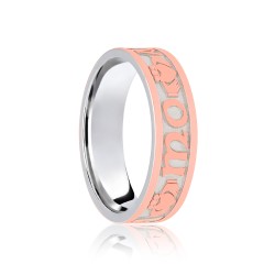 18ct White & Rose Flat Court 5mm Celtic Laser Engraved Wedding Band