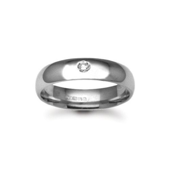 Platinum 3mm Natural Diamond 3pts Rubover set Wedding Ring