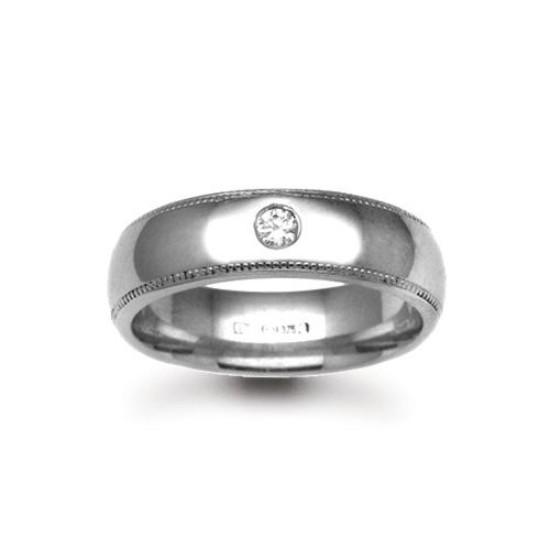 Platinum 5mm Natural Diamond 5pts Rubover set Wedding Ring