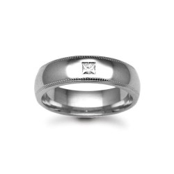 Platinum 4mm Natural Diamond 4pts Rubover set Wedding Ring