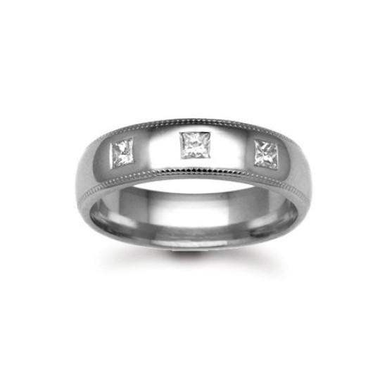 Platinum 7mm Natural Diamond 30pts Rubover set Wedding Ring