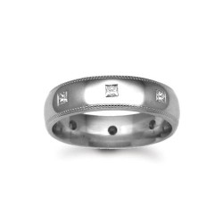Platinum 6mm Natural Diamond 40pts Rubover set Wedding Ring