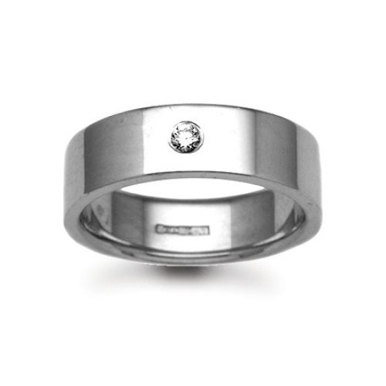 Platinum 5mm Natural Diamond 8pts Rubover set Wedding Ring