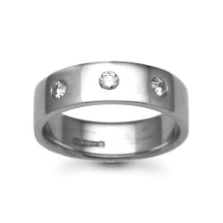 Platinum 7mm Natural Diamond 30pts Rubover set Wedding Ring