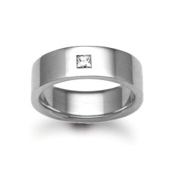 Platinum 6mm Natural Diamond 10pts Rubover set Wedding Ring