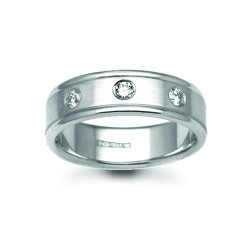 Platinum 6mm Natural Diamond 21pts Rubover set Wedding Ring