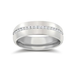 Platinum RBC Court Natural Diamond Wedding Band Fully Set - 6mm - 70pts