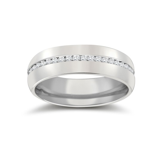 Platinum RBC Court Natural Diamond Wedding Band Fully Set - 6mm - 70pts