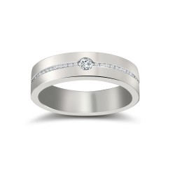 Platinum RBC Flat Court Natural Diamond Wedding Band Half Set - 4mm - 28pts