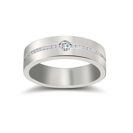 Platinum RBC Flat Court Natural Diamond Wedding Band Half Set - 6mm - 30pts