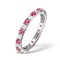 Platinum Claw Set Full Eternity Ring Natural Diamond 0.50ct Ruby 0.80ct H Si