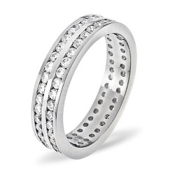 Platinum Channel Set 2 Row Full Eternity Ring Natural Diamond 2.00ct H Si