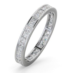 Platinum Channel Set Princess Cut Full Eternity Ring Natural Diamond 1.00ct G VS