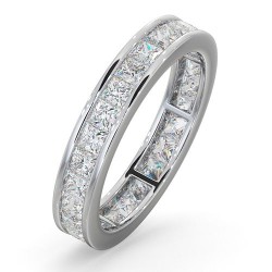 Platinum Channel Set Princess Cut Full Eternity Ring Natural Diamond 2.00ct H Si