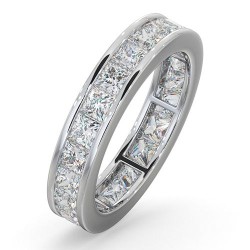 Platinum Channel Set Princess Cut Full Eternity Ring Natural Diamond 3.00ct G VS