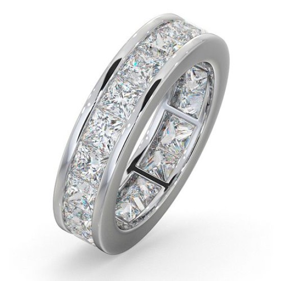 Platinum Channel Set Princess Cut Full Eternity Ring Natural Diamond 5.00ct H Si