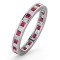 Platinum Channel Set Princess Cut Full Eternity Ring Natural Diamond 0.50ct Ruby 0.60ct H Si