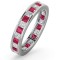 Platinum Channel Set Princess Cut Full Eternity Ring Natural Diamond 1.00ct Ruby 1.25ct G VS