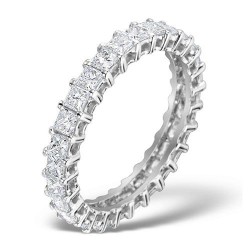 Platinum Claw Set Full Eternity Ring Princess Cut Natural Diamond 2.00ct H Si