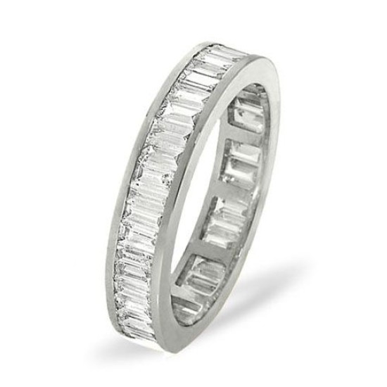 Platinum Channel Set Full Eternity Ring Baguette Natural Diamond 1.00ct H Si