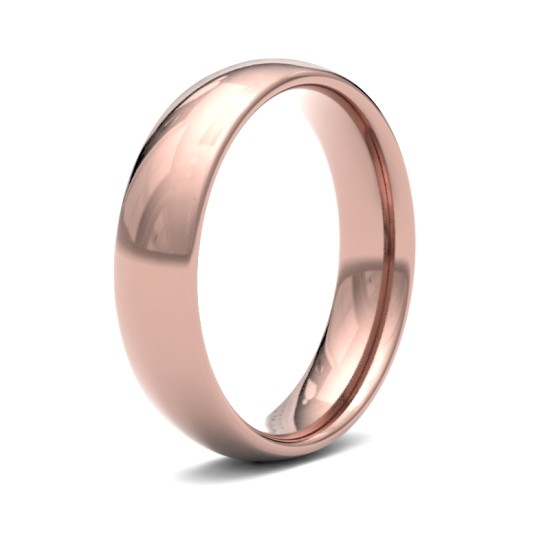 18ct Rose Gold Standard Weight Court Profile Mirror Finish Wedding Ring