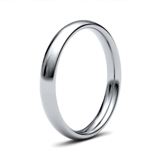 18ct White Gold Standard Weight Court Profile Mirror Finish Wedding Ring