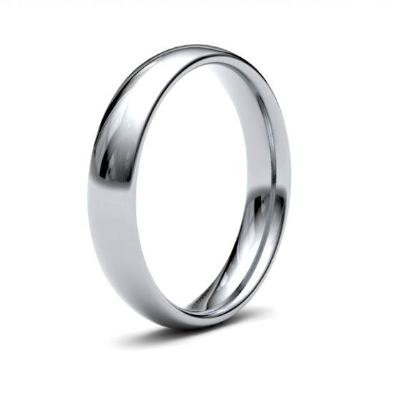 18ct White Gold Standard Weight Court Profile Mirror Finish Wedding Ring