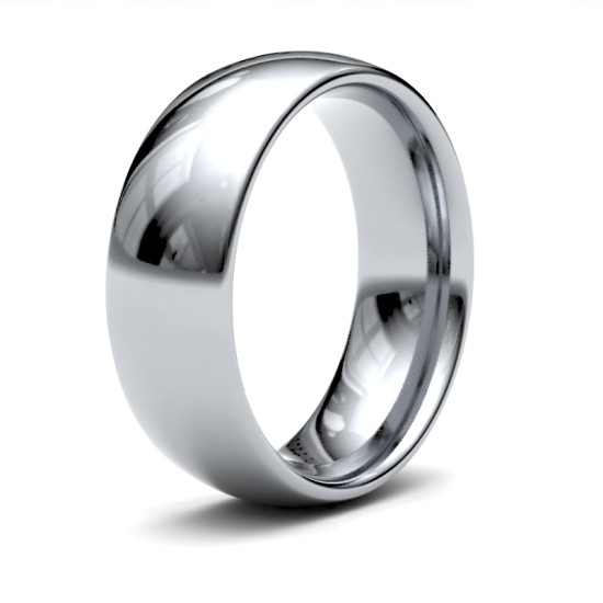 18ct White Gold Standard Weight Court Profile Mirror Finish Wedding Ring