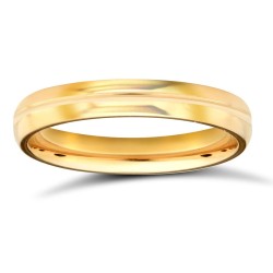 18ct Yellow Gold Standard Weight Court Profile Centre Groove Wedding Ring