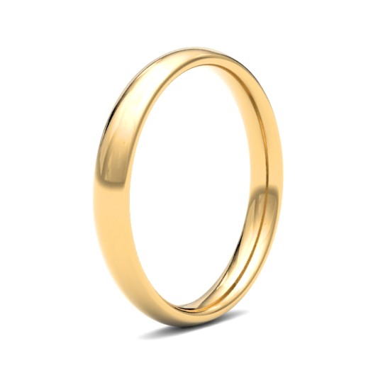 22ct Yellow Gold Standard Weight 3mm Court Profile Mirror Finish Wedding Ring