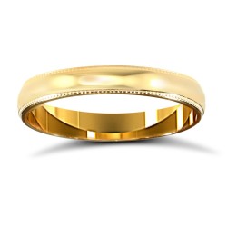 22ct Yellow Gold Standard Weight 3mm Court Profile Mill Grain Wedding Ring