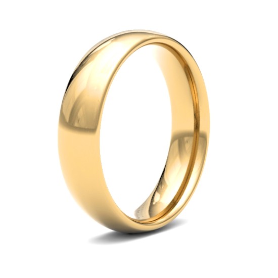 22ct Yellow Gold Standard Weight 5mm Court Profile Mirror Finish Wedding Ring