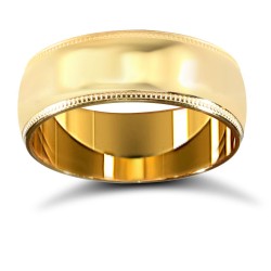 22ct Yellow Gold Standard Weight 7mm Court Profile Mill Grain Wedding Ring