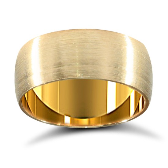 22ct Yellow Gold Standard Weight 8mm Court Profile Satin Wedding Ring