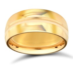 22ct Yellow Gold Standard Weight 8mm Court Profile Centre Groove Wedding Ring