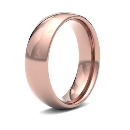 9ct Rose Gold Standard Weight Court Profile Mirror Finish Wedding Ring
